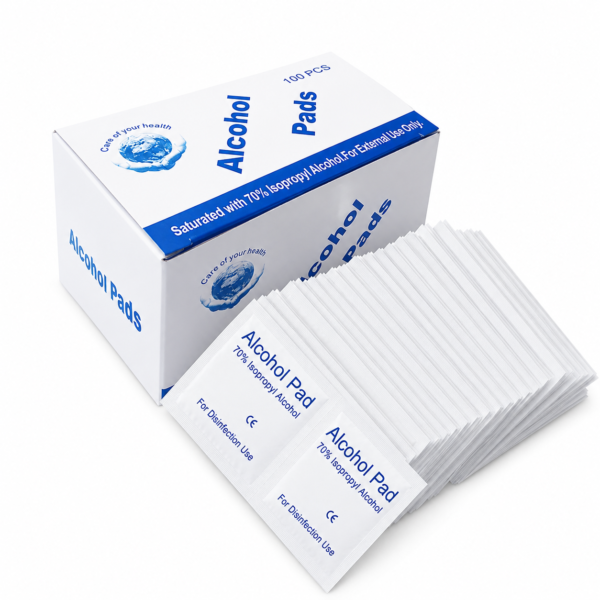 100pcs Portable Alcohol Prep Pads Disinfectant Swabs Wipes Cleaner 70% Alcohol Content Suitable for Mobile Phone Cleaning